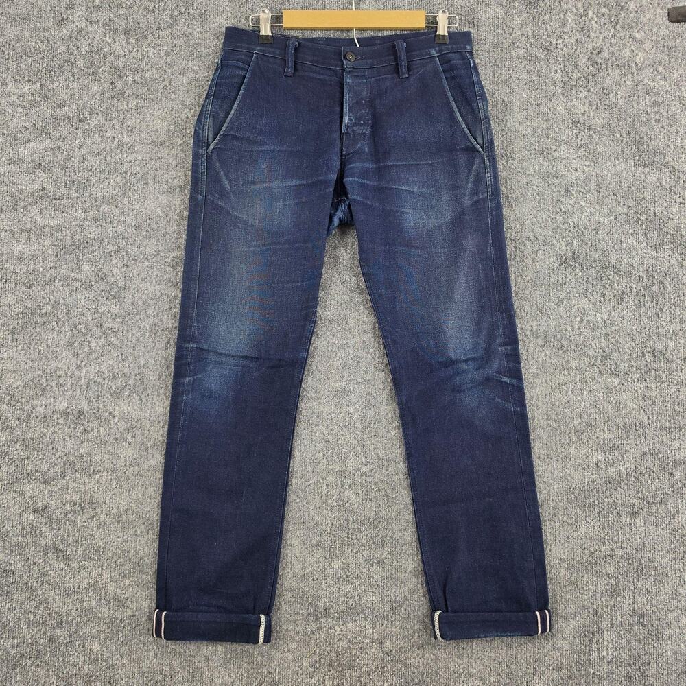Rogue Territory Jeans Mens 33x34 Stanton Selvedge Denim Slim Straight Dark Blue
